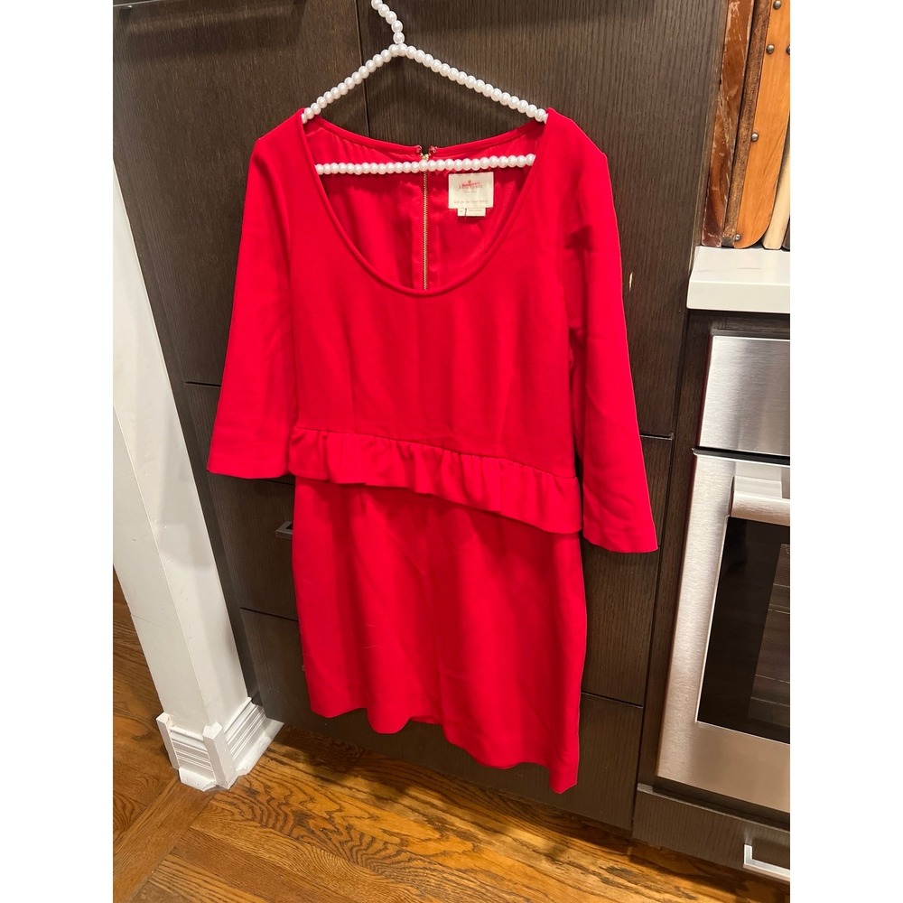 kate spade peplum ruffle dress red size 14